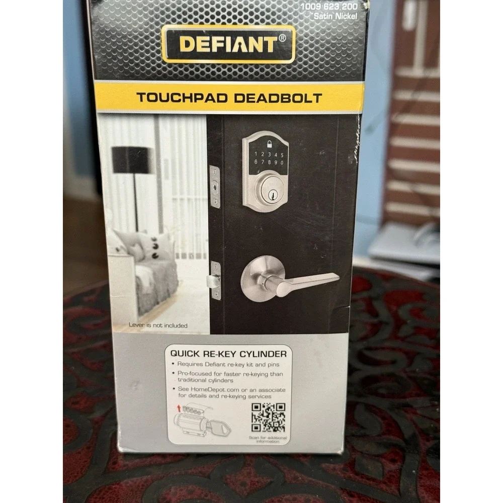 Defiant Satin Nickel Finish Touchpad Deadbolt 10 User‎ Codes